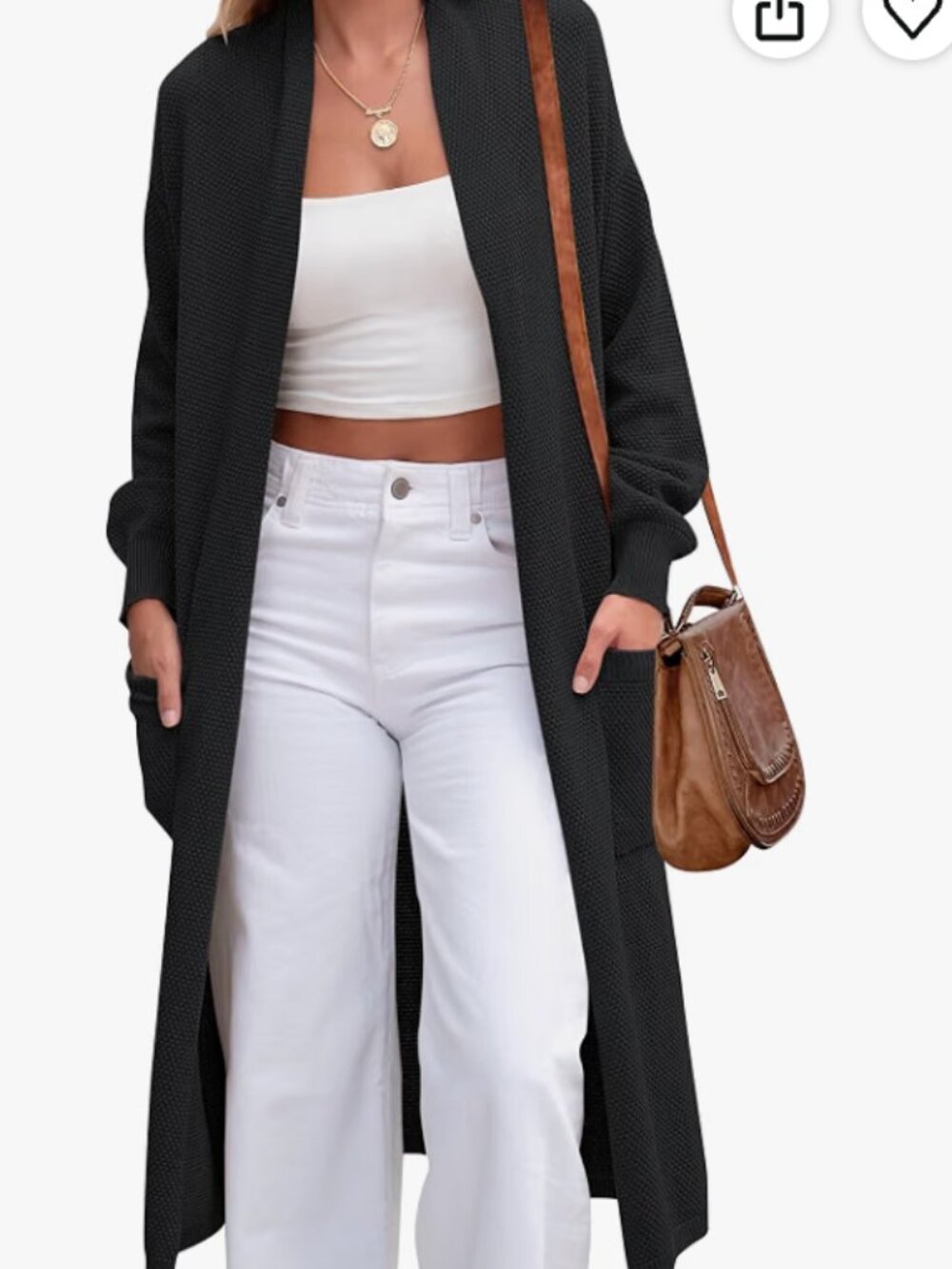 ANRABESS Womens Long Cardigan Sweater Open Front Long Sleeve Slouchy